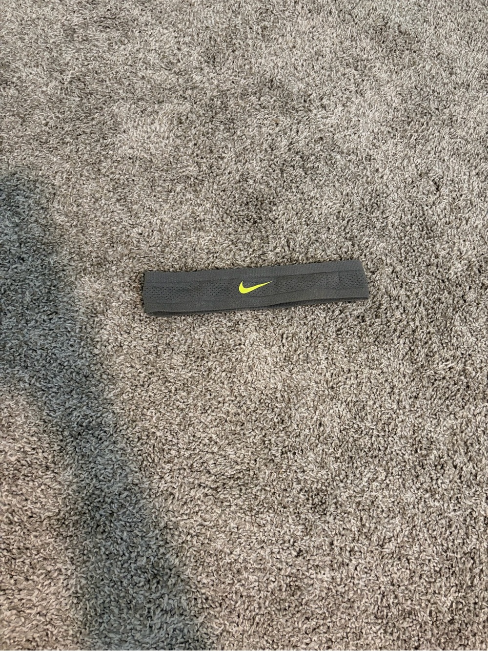 Nike Grey Headband with Neon Yellow Swoosh Accent